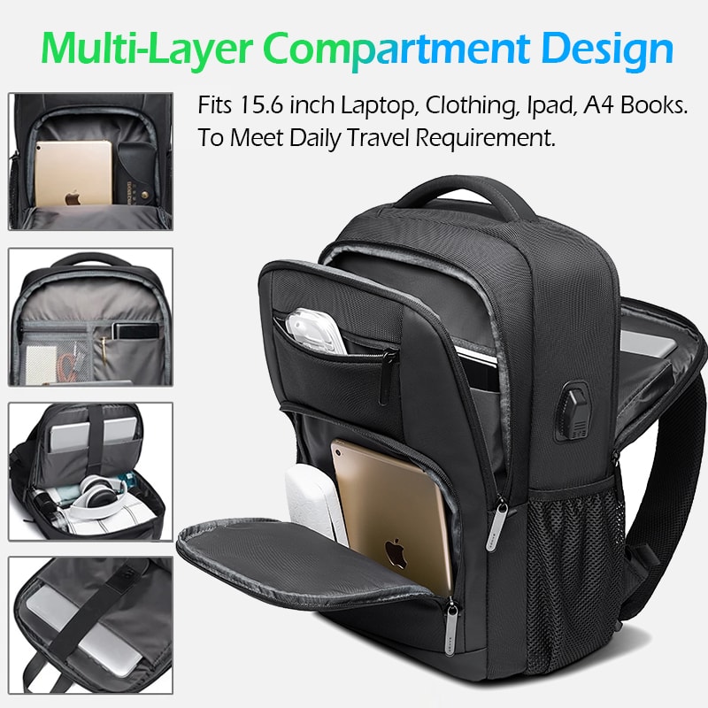 Lightweight Laptop Backpack With USB Charging Port Waterproof Travel Daypack For Work School 1