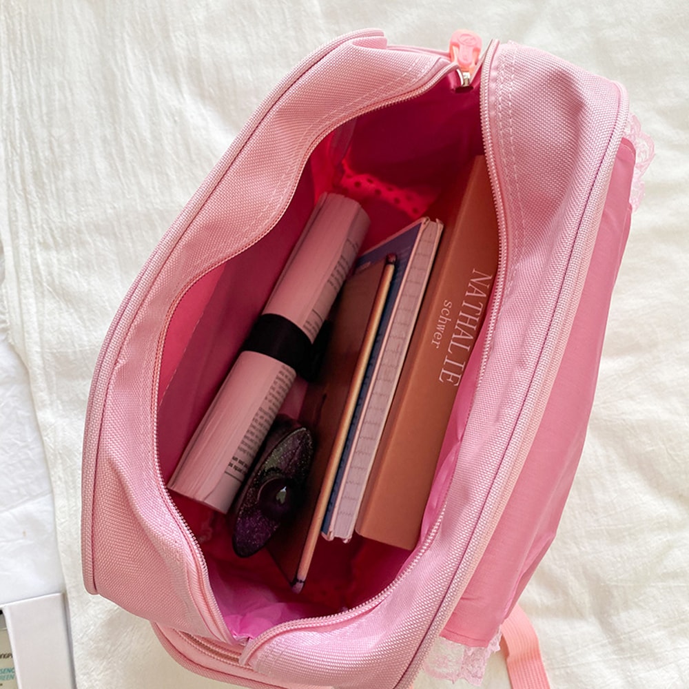 Strawberry Embroidered Girls School Backpack Cute Pink Kids Book Bag 4