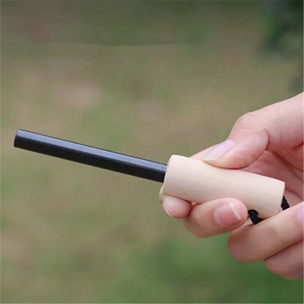 Ultimate Magnesium Fire Starter Survival Kit With Wooden Handle For Camping Emergency Use 4