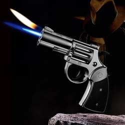 windproof torch lighter gun style metal butane cigar lighter with refillable flame