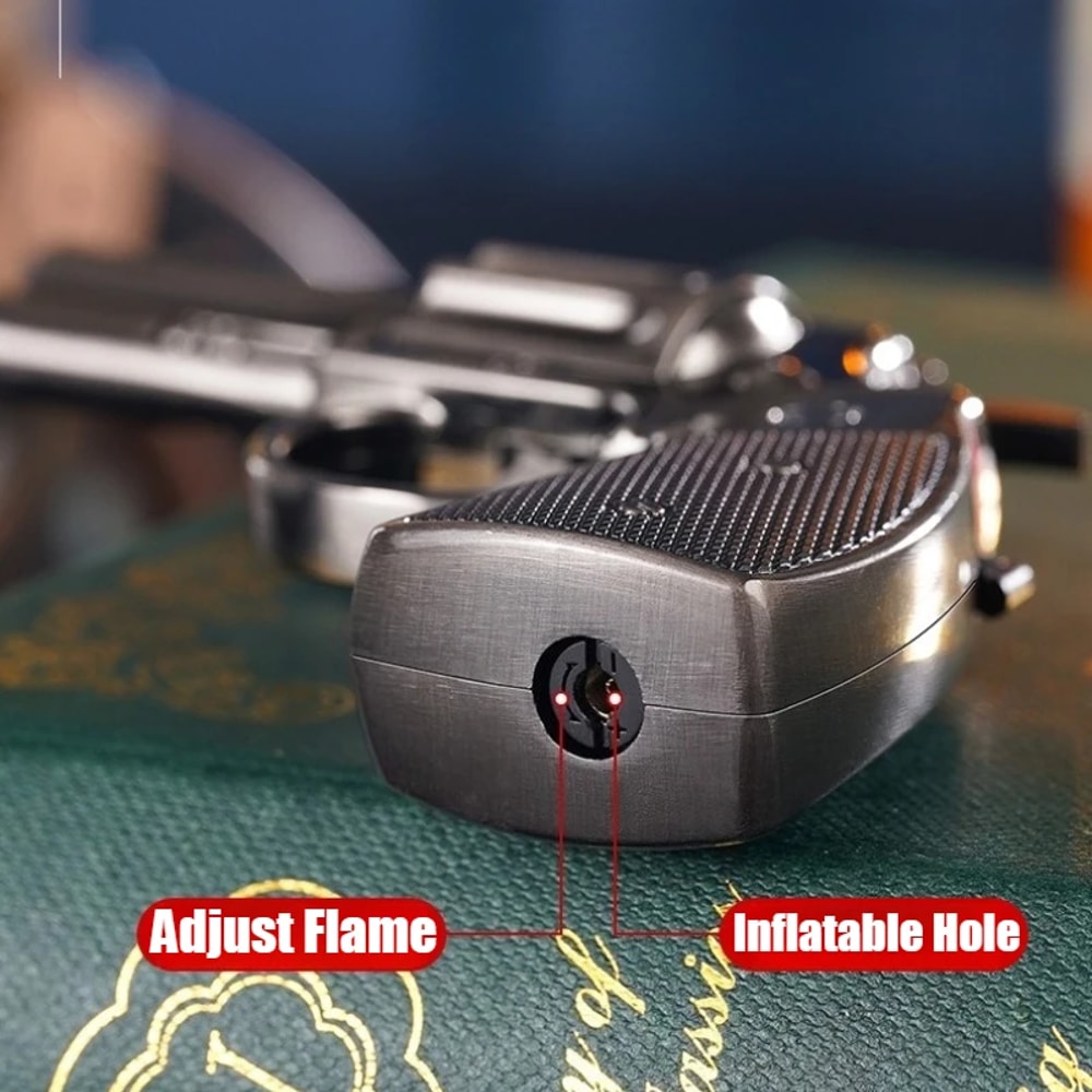Windproof Torch Lighter Gun Style Metal Butane Cigar Lighter With Refillable Flame 2