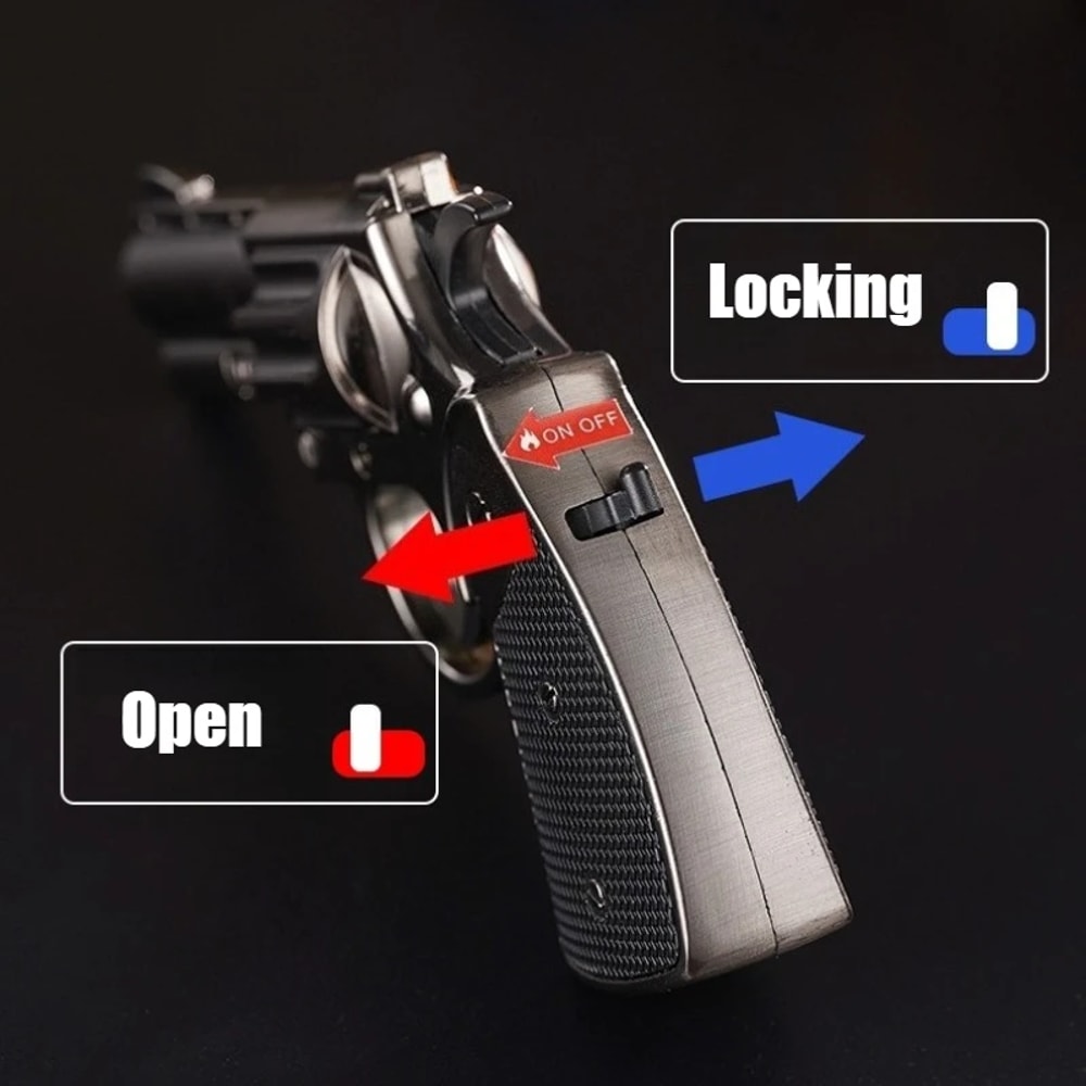 Windproof Torch Lighter Gun Style Metal Butane Cigar Lighter With Refillable Flame 3