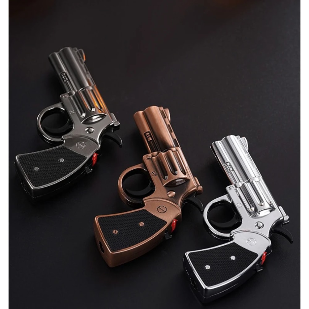 Windproof Torch Lighter Gun Style Metal Butane Cigar Lighter With Refillable Flame 5
