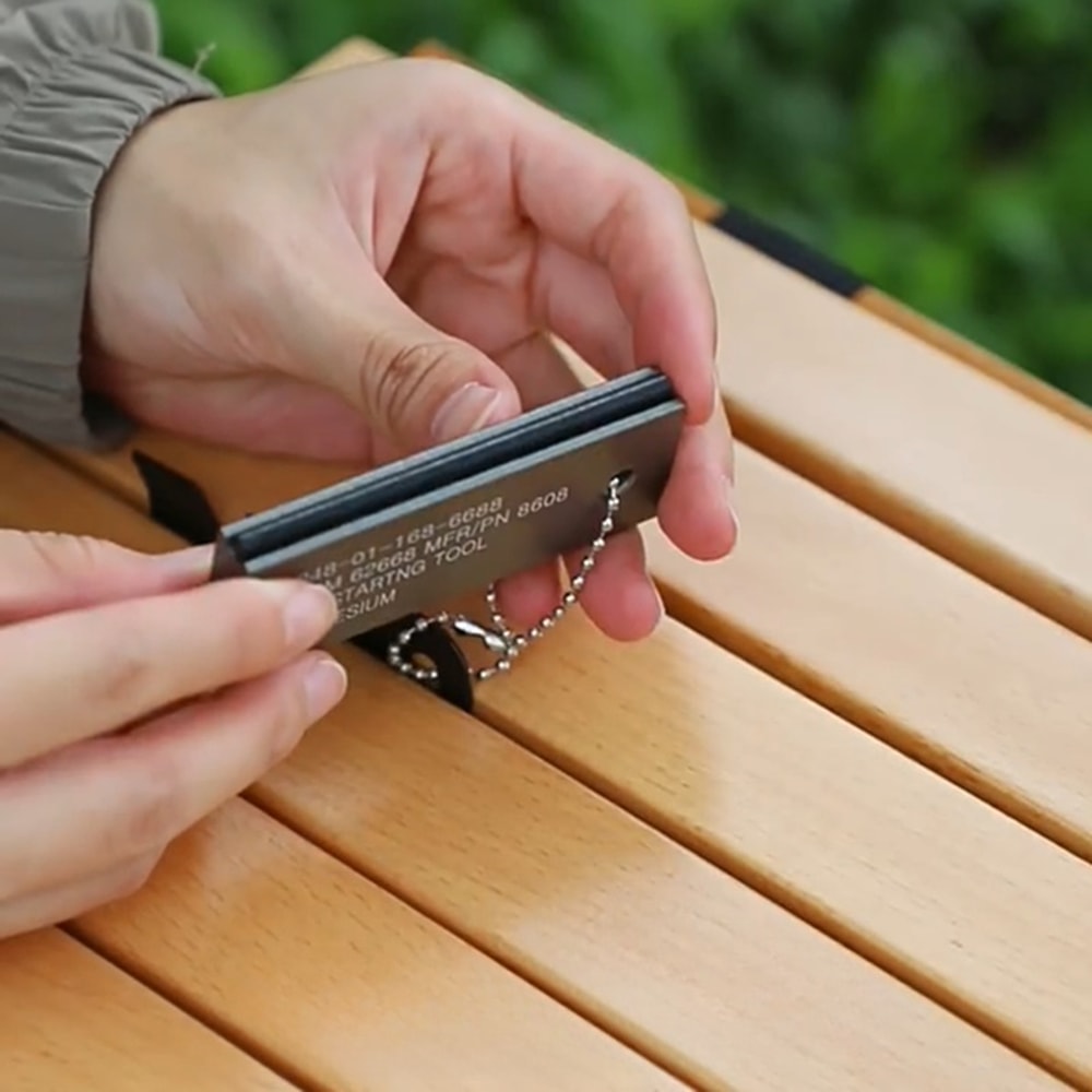 Wilderness Survival Magnesium Fire Starter Kit With Wooden Handle Portable Camping Fire Starter 5