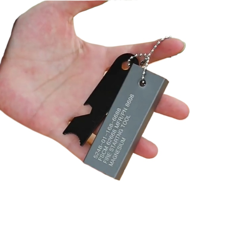 Wilderness Survival Magnesium Fire Starter Kit With Wooden Handle Portable Camping Fire Starter 0