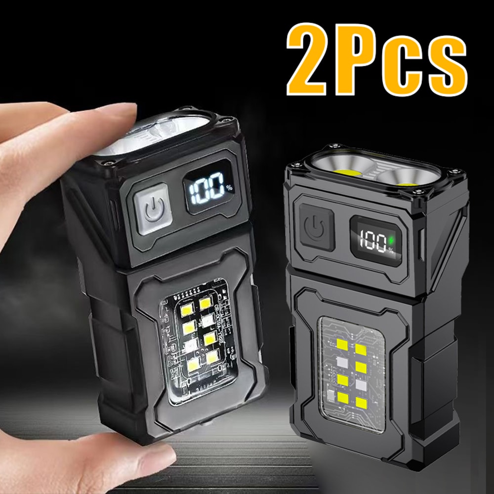 USB Rechargeable Mini LED Flashlight With Magnetic Tail COB Emergency Light 0