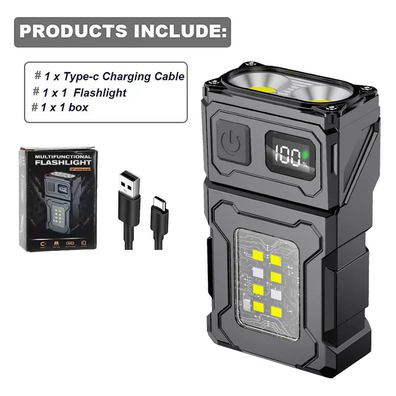 USB Rechargeable Mini LED Flashlight With Magnetic Tail COB Emergency Light 6