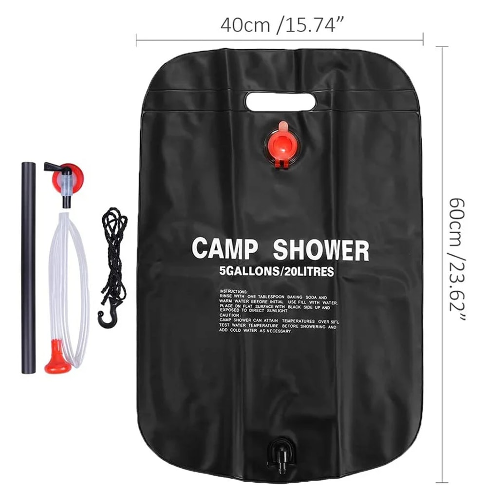 Solar Heated Outdoor Shower Bag Portable Water Heater For Camping Travel 3