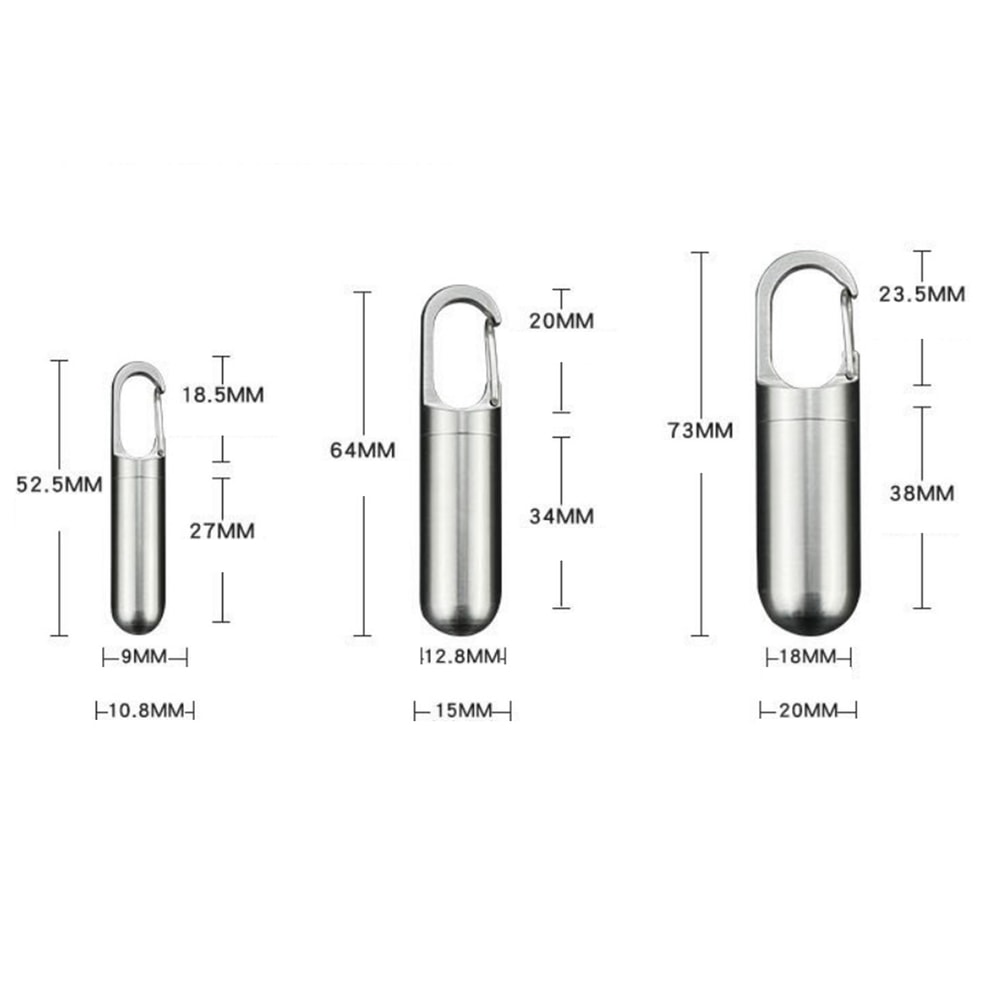 Portable Waterproof Keychain Pill Case Stainless Steel Travel Medicine Bottle 4