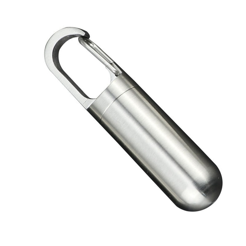 Portable Waterproof Keychain Pill Case Stainless Steel Travel Medicine Bottle 5