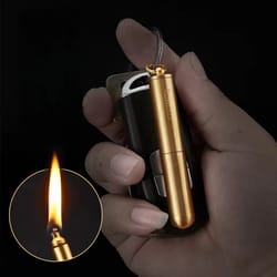 premium mini keychain copper kerosene lighter waterproof, refillable, portable flame