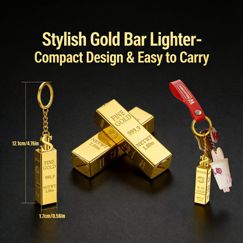 Luxury Gold Bar Waterproof Refillable Lighter Portable Outdoor & Premium Gift