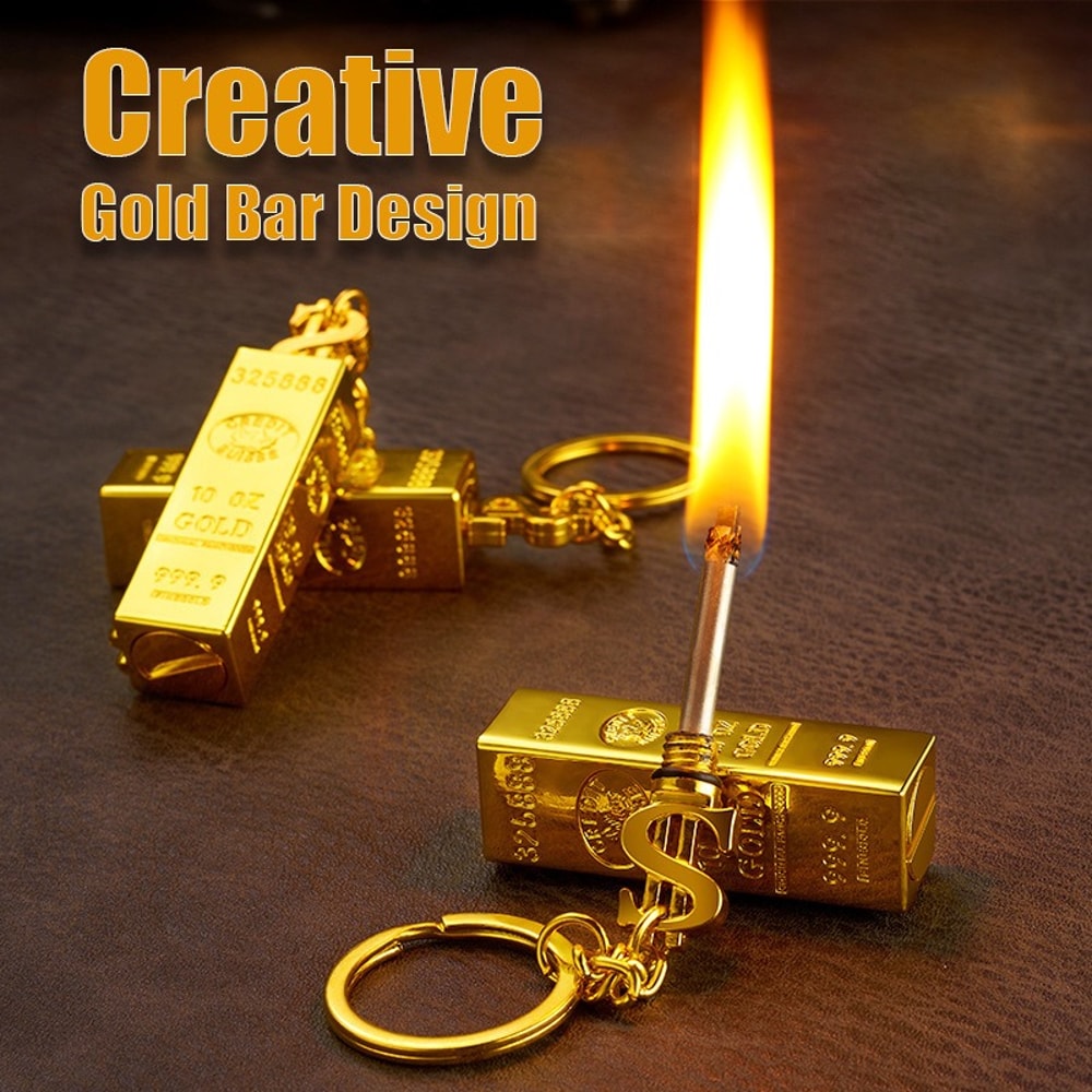 Luxury Gold Bar Waterproof Refillable Lighter Portable Outdoor & Premium Gift