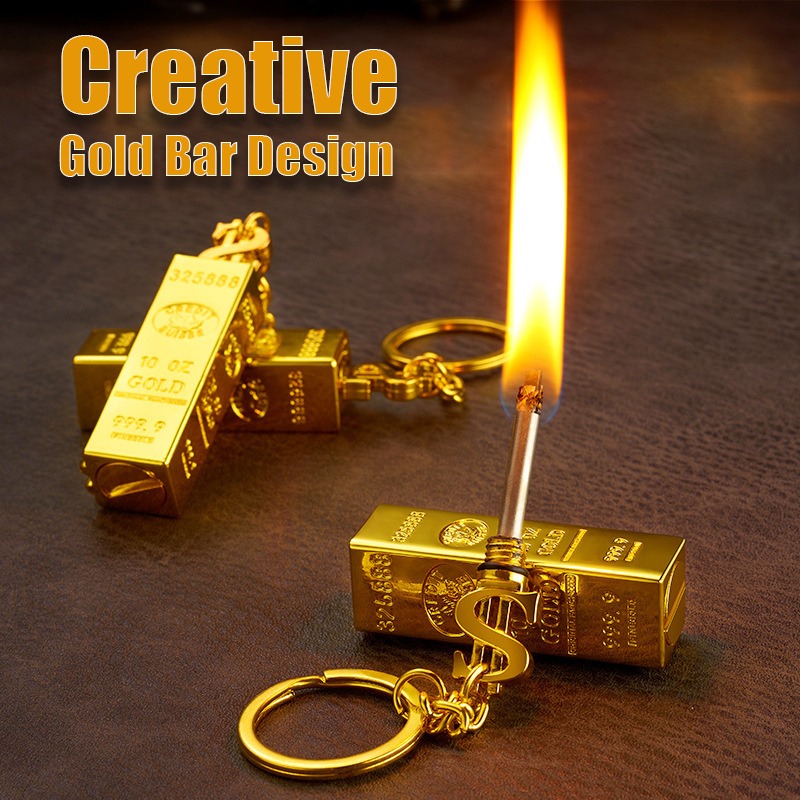 Luxury Gold Bar Waterproof Refillable Lighter Portable Outdoor & Premium Gift