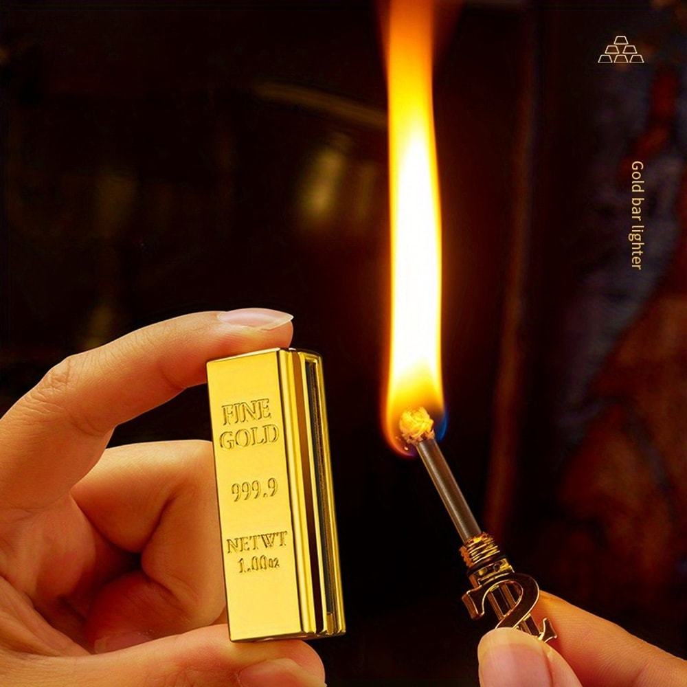 Luxury Gold Bar Waterproof Refillable Lighter Portable Outdoor & Premium Gift