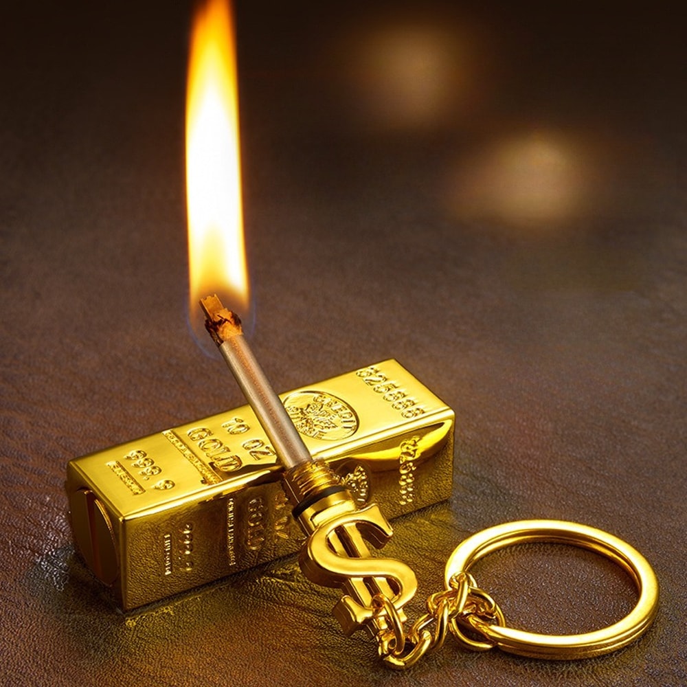 Luxury Gold Bar Waterproof Refillable Lighter Portable Outdoor & Premium Gift