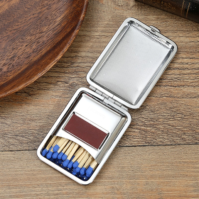 Vintage Waterproof Camping Match Box Fire Starter Case With Striker Plate 0