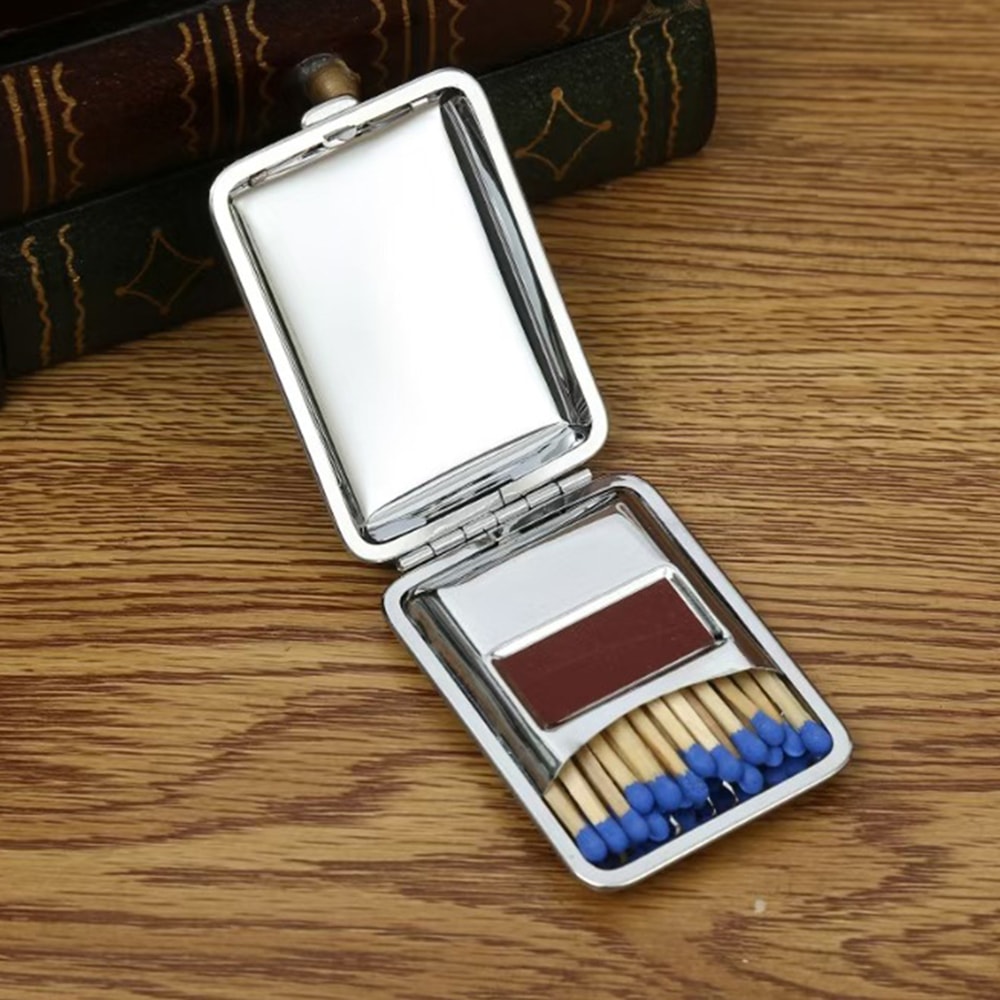 Vintage Waterproof Camping Match Box Fire Starter Case With Striker Plate 2