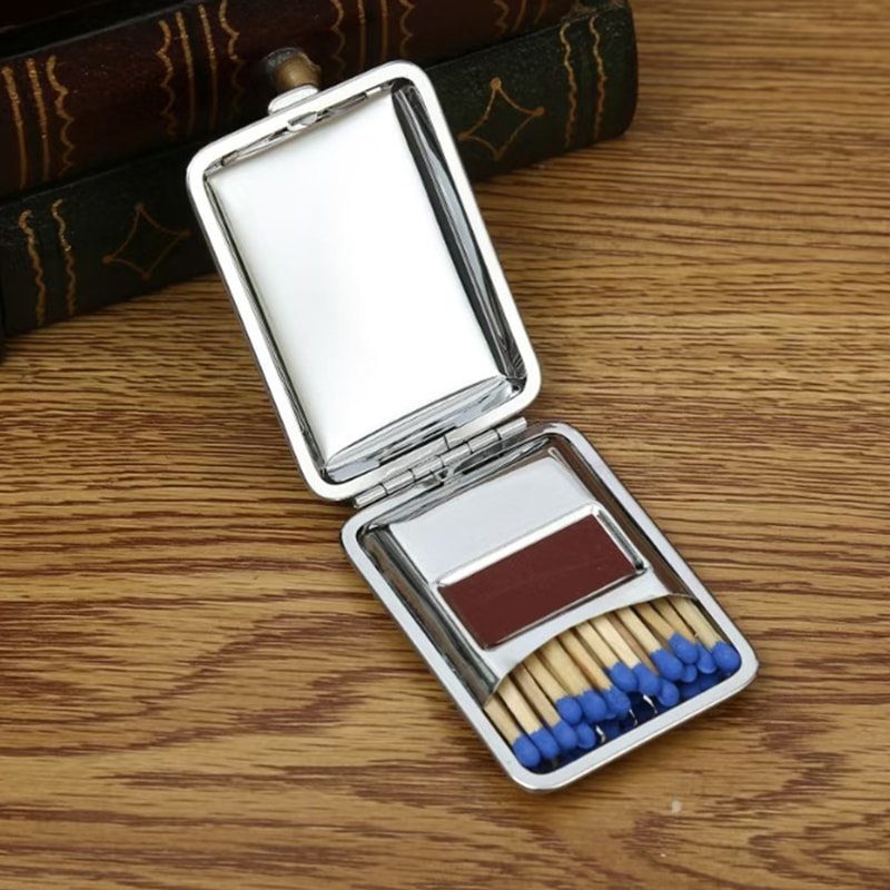 Vintage Waterproof Camping Match Box Fire Starter Case With Striker Plate 2