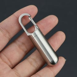 stainless steel travel pill case waterproof portable medicine container keychain