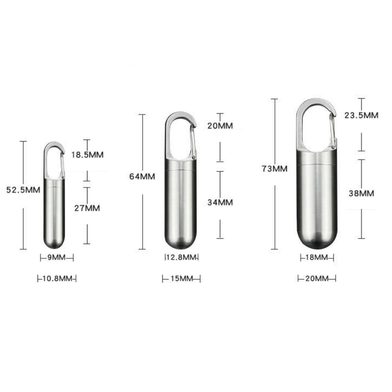 Stainless Steel Travel Pill Case Waterproof Portable Medicine Container Keychain 6