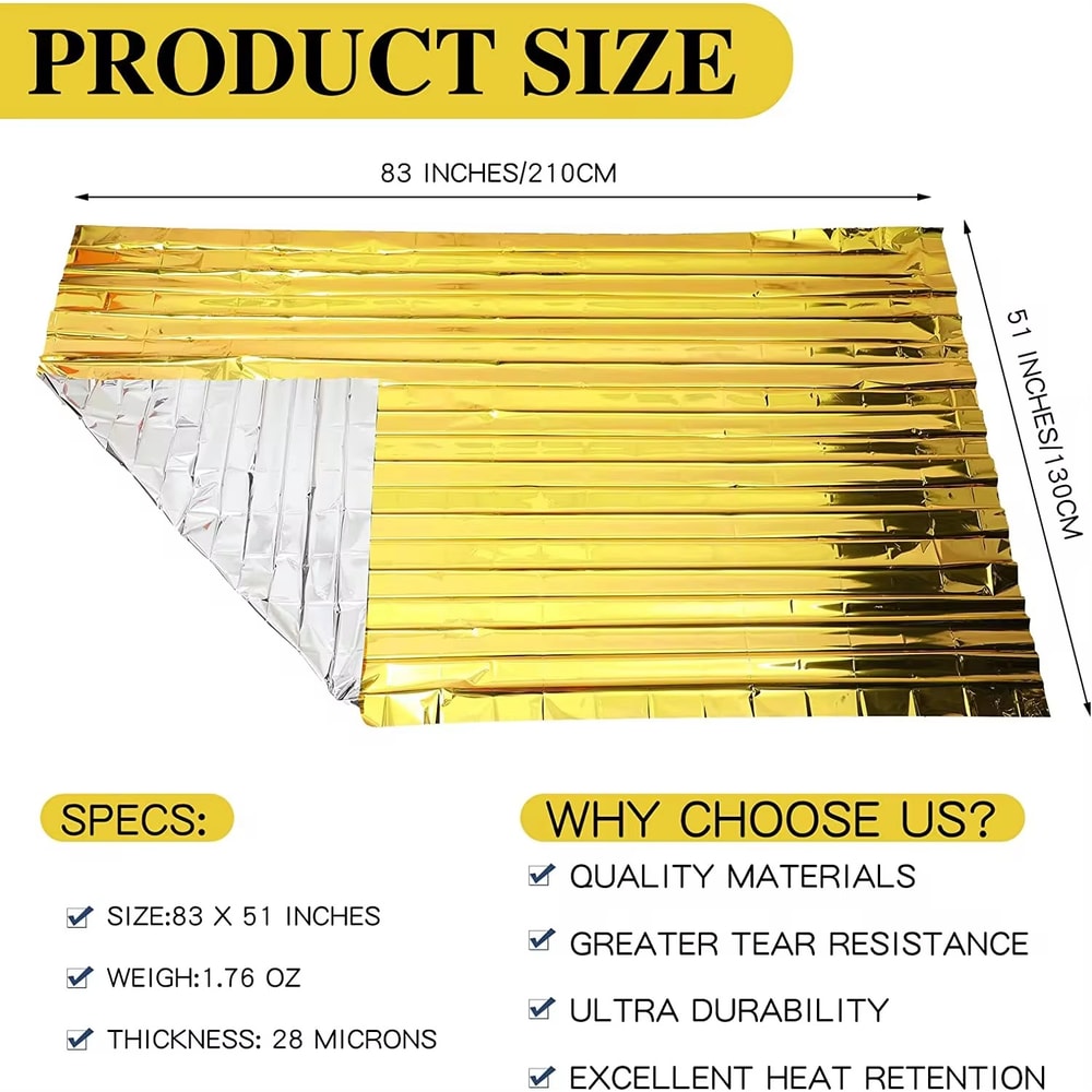 All Weather Emergency Survival Blanket Windproof Waterproof Thermal Foil For Camping 3