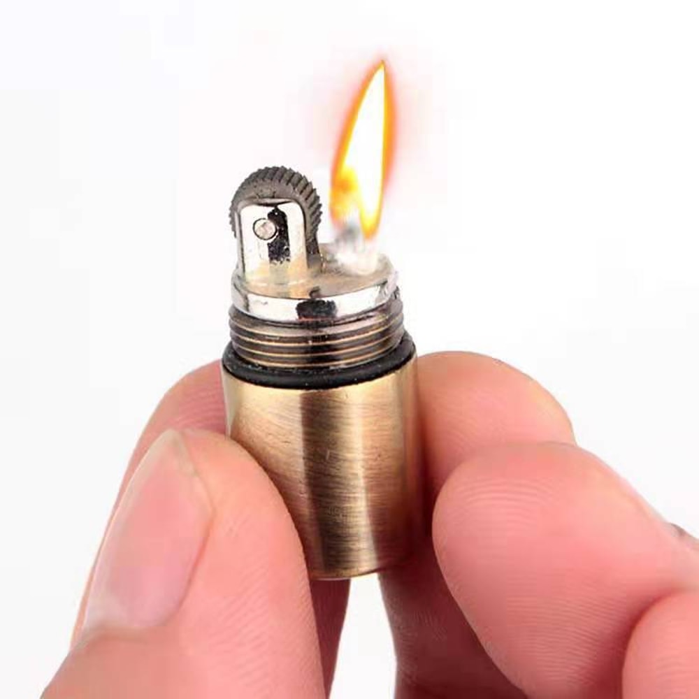 Mini Retro Keychain Oil Lighter Waterproof Survival Gift 0