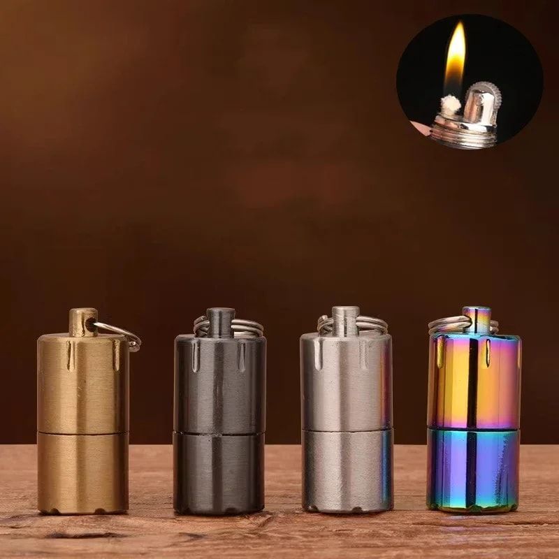 Mini Retro Keychain Oil Lighter Waterproof Survival Gift 1