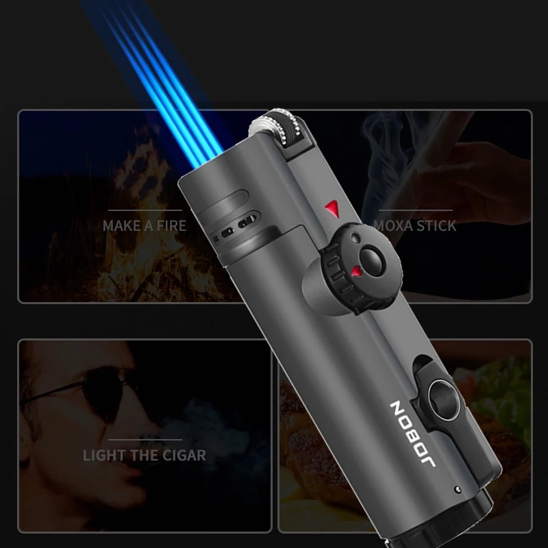 Windproof Torch Jet Cigar Lighter Inflatable Metal Butane Flame 0