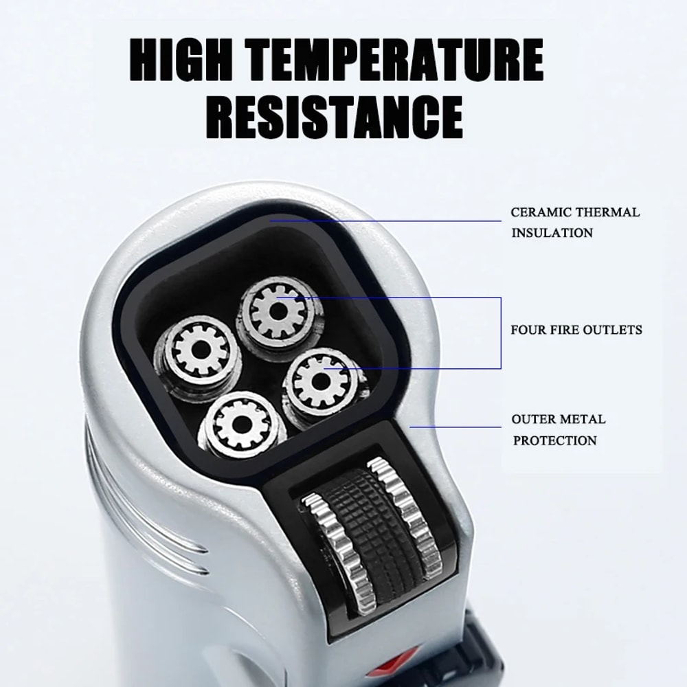 Windproof Torch Jet Cigar Lighter Inflatable Metal Butane Flame 2