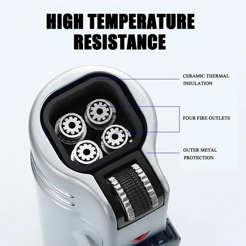 Windproof Torch Jet Cigar Lighter Inflatable Metal Butane Flame 2