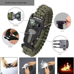 five in one survival bracelet with compass & flint paracord for hiking