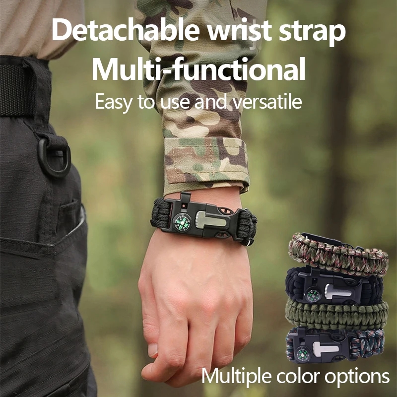 Five In One Survival Bracelet With Compass Flint Paracord For Hiking 2