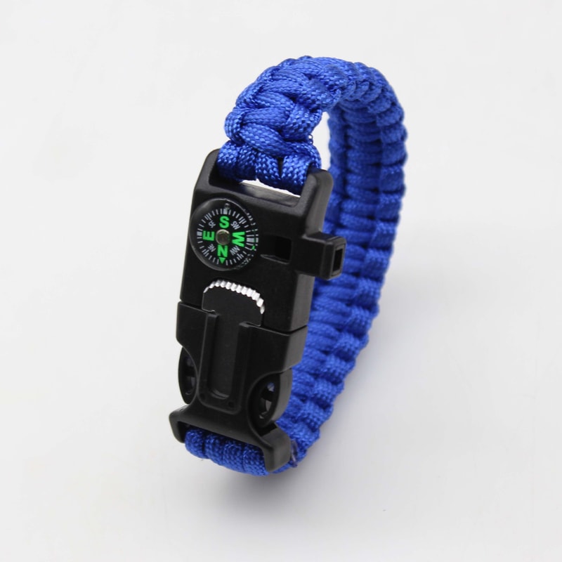 Five In One Survival Bracelet With Compass Flint Paracord For Hiking 11
