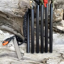 survival fire starter kit with flint rod whistle & steel scraper for camping