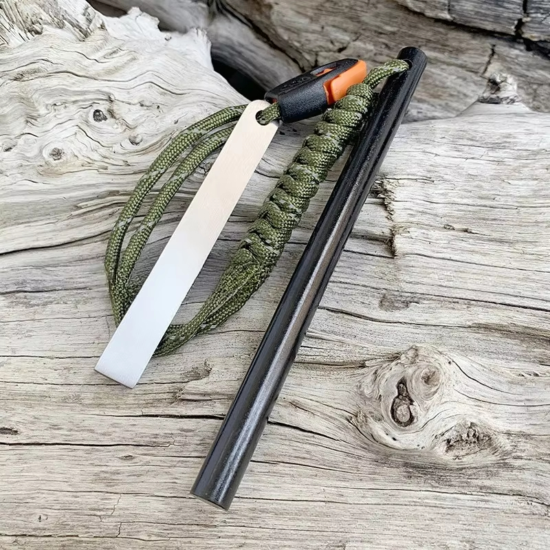 Survival Fire Starter Kit With Flint Rod Whistle Steel Scraper For Camping 4