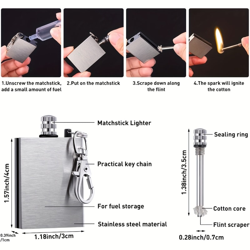 Portable Waterproof Survival Lighter Keychain Emergency Camping Fire Starter