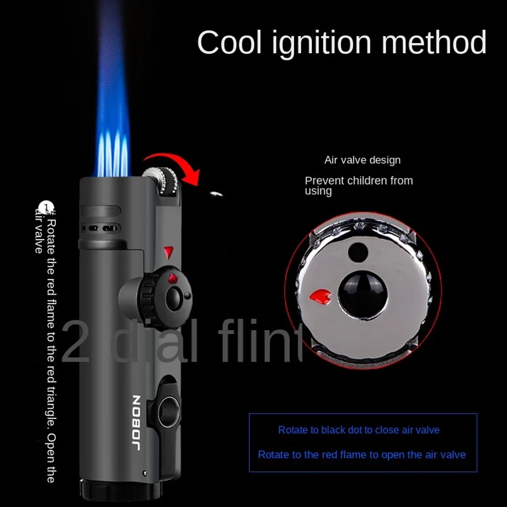 Metal Torch Windproof Butane Gas Lighter With Flint Wheel 2