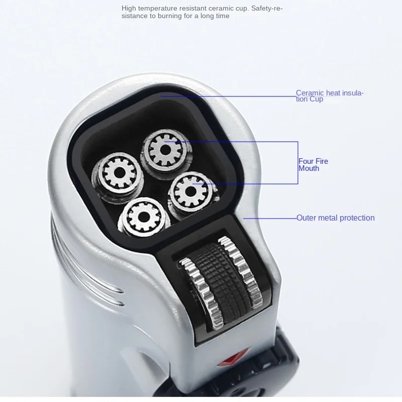Metal Torch Windproof Butane Gas Lighter With Flint Wheel 5