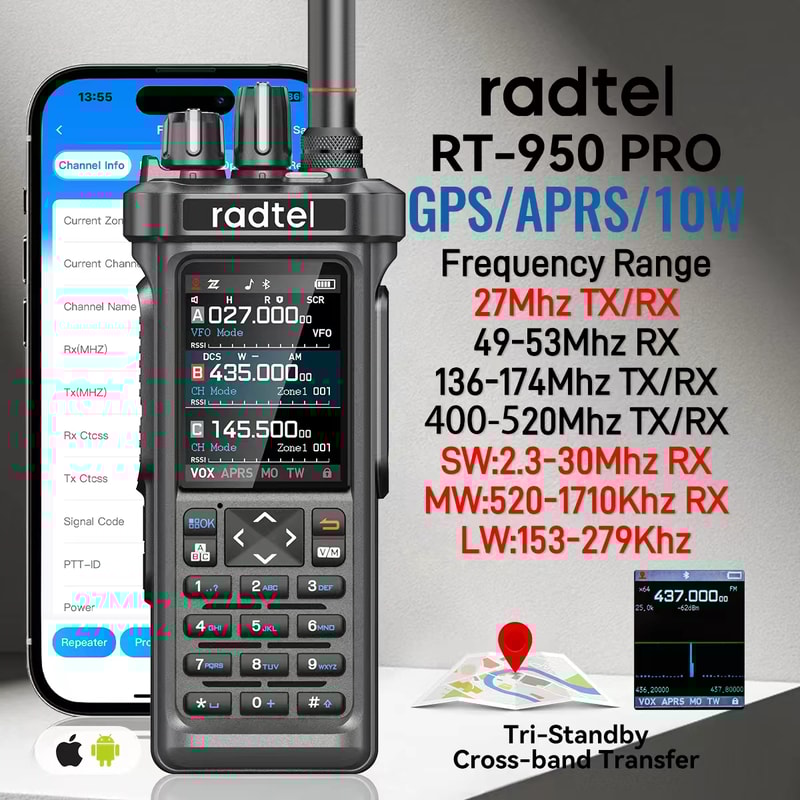 PRO Ham Radio With GPS Bluetooth MultiBand Receiver 6