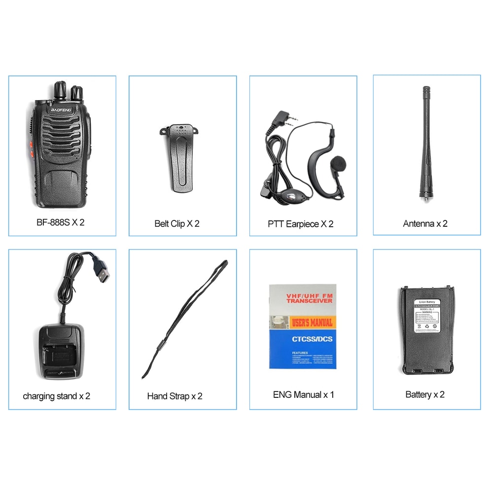 Long Range Walkie Talkie With Headphones Channel TwoWay Radio 4