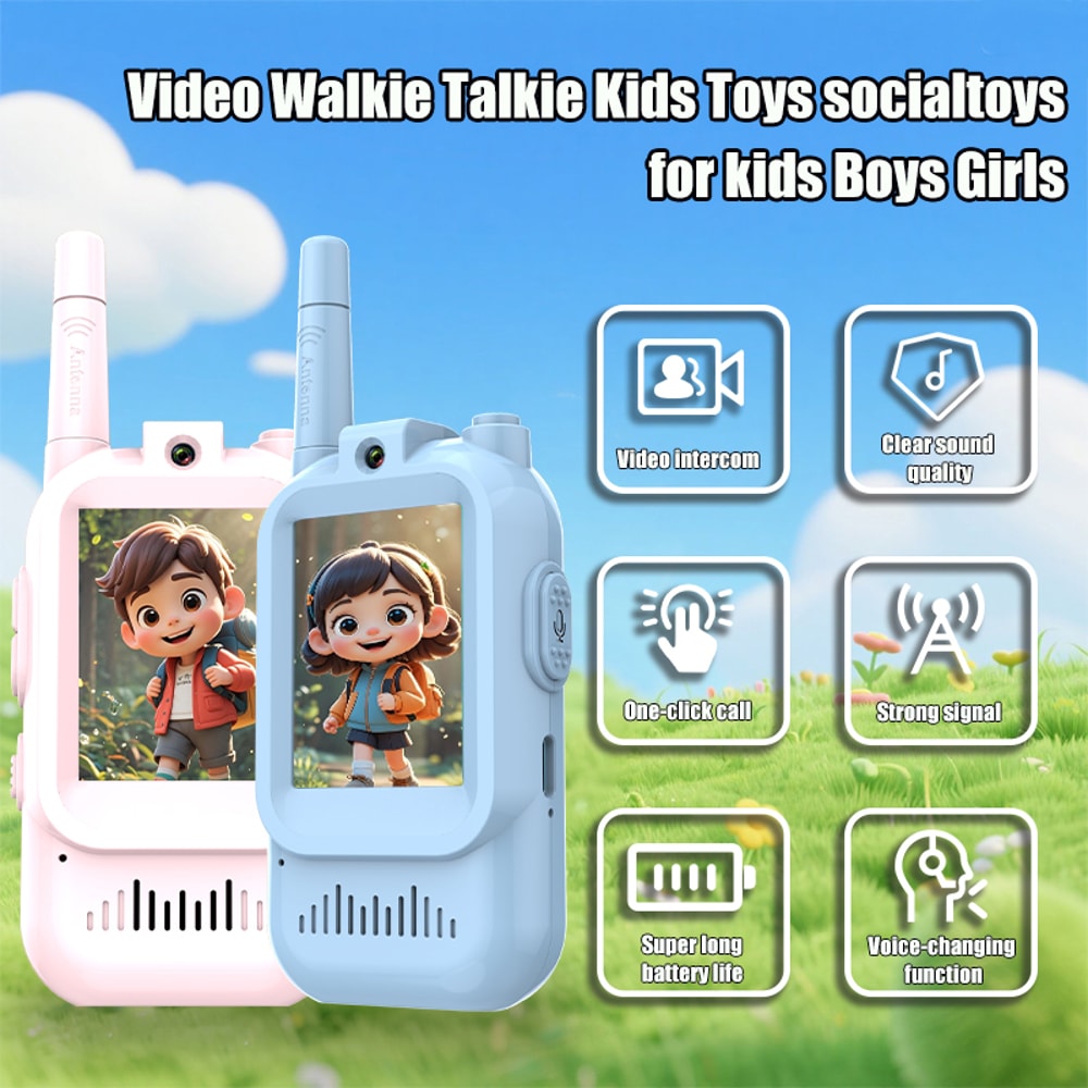 Interactive Kids Video Walkie Talkies Rechargeable With HD Screen Voice Changer 1