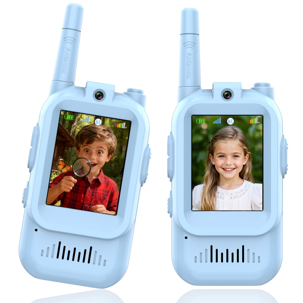 Interactive Kids Video Walkie Talkies Rechargeable With HD Screen Voice Changer 7