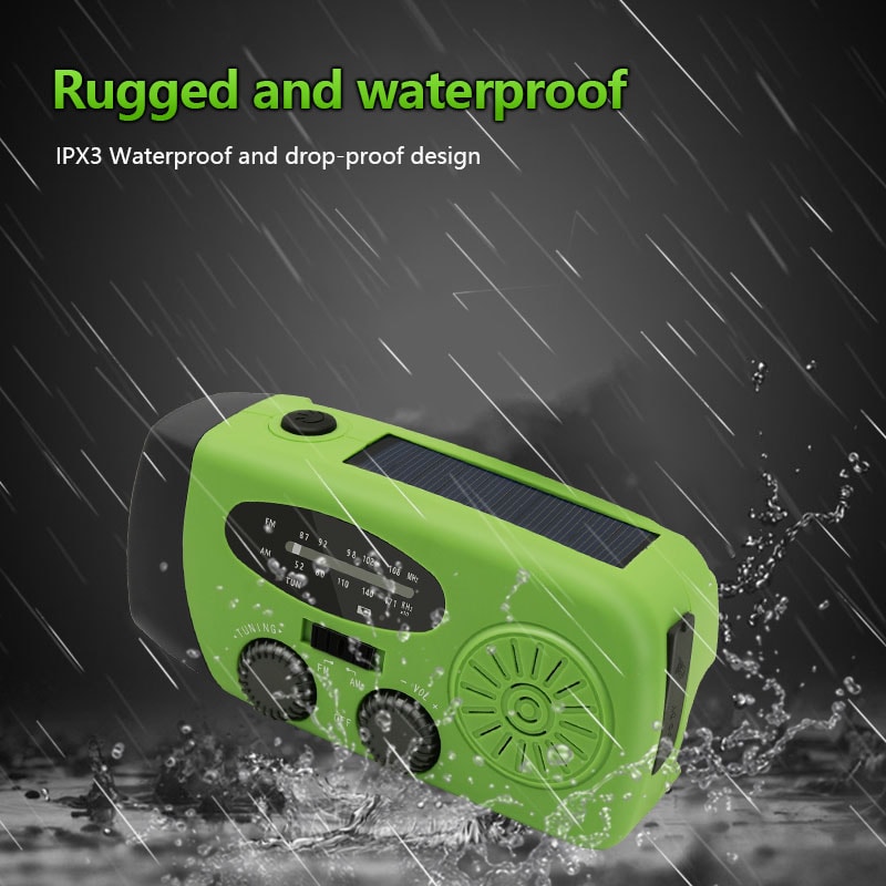 Solar Hand Crank Emergency Radio With NOAA Weather Alert USB Charger Flashlight 2