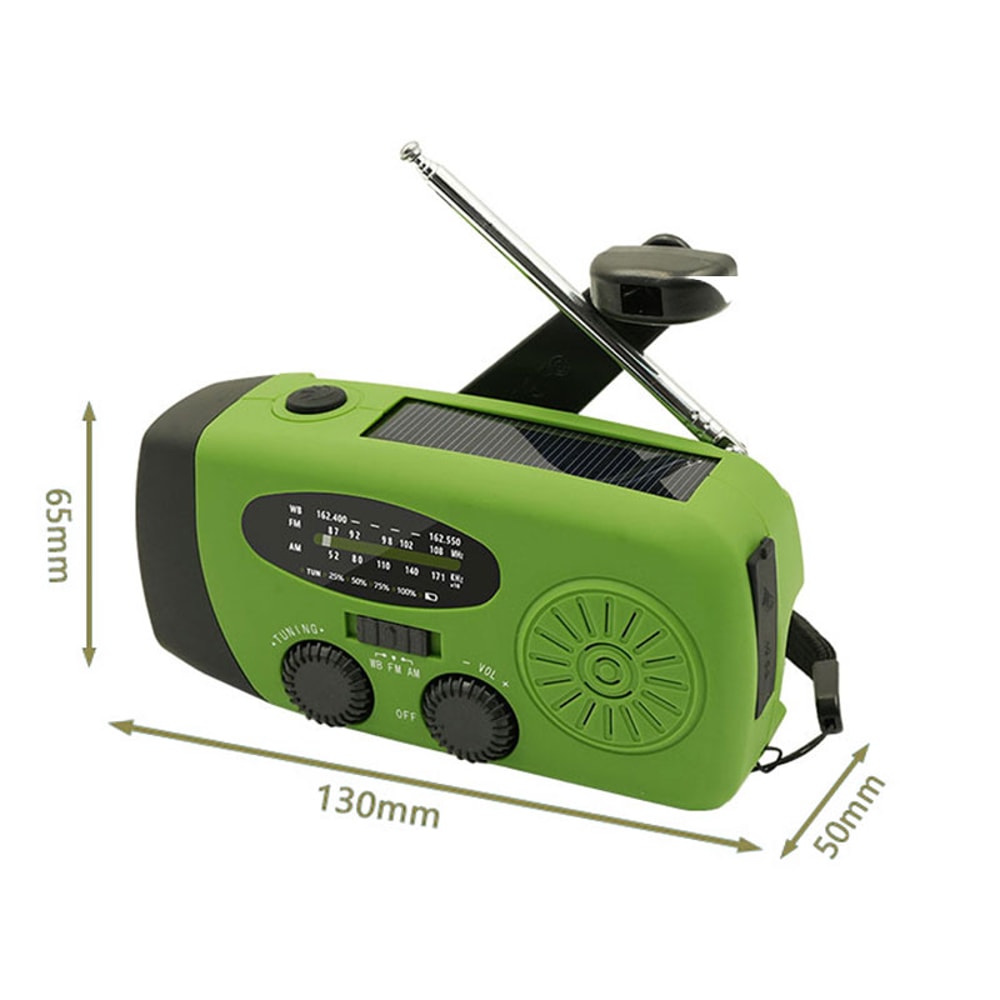 Solar Hand Crank Emergency Radio With NOAA Weather Alert USB Charger Flashlight 6
