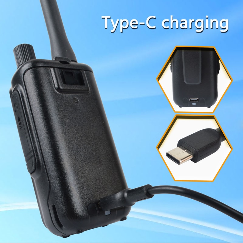 Mini Walkie Talkie UV Dual Band Radio with Type C Charging & Dual PTT