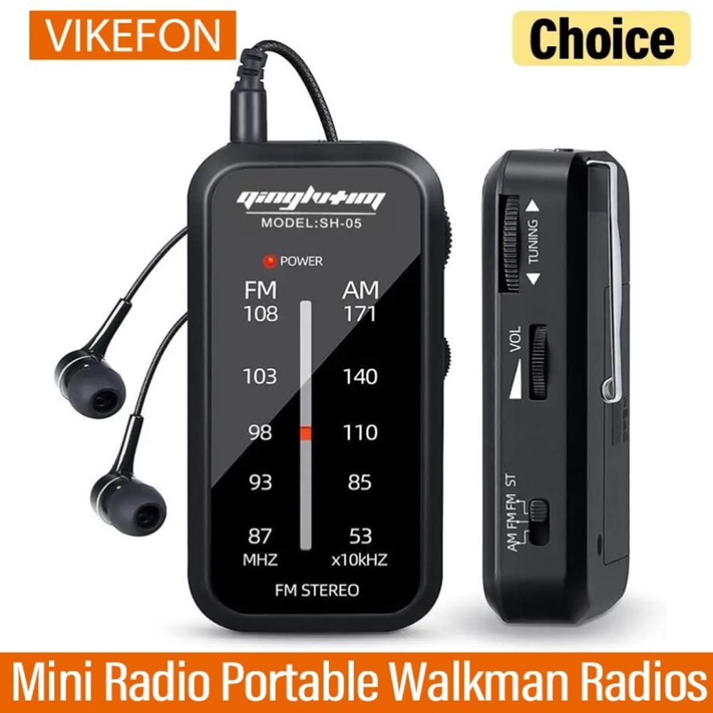 Portable AM FM Radio Walkman With Headphones Compact Mini Radio For Travel Hiking 6