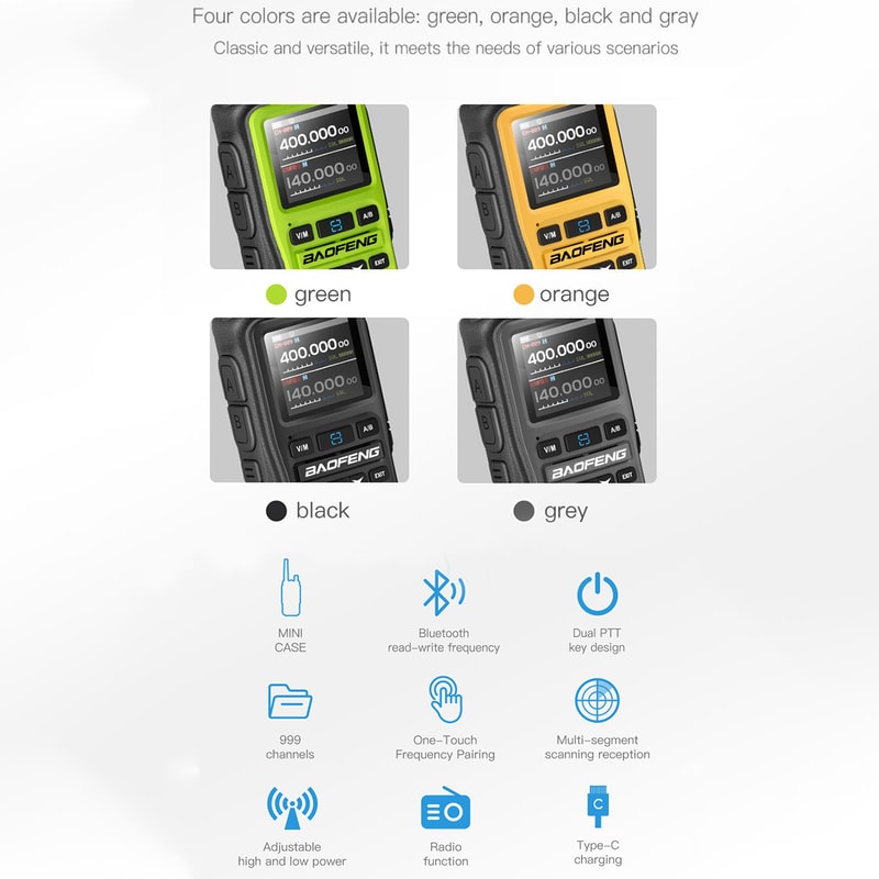 UV Mini Bluetooth Walkie Talkie Dual Band Ham Radio With Type C Charging For Hiking Outdoor Use 6