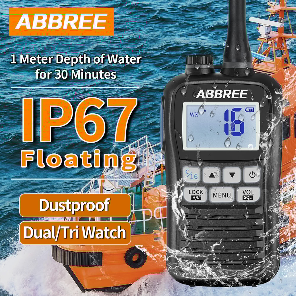 Waterproof Floating Marine Radio Walkie Talkie With NOAA Alerts And LongRange VHF Communication 1