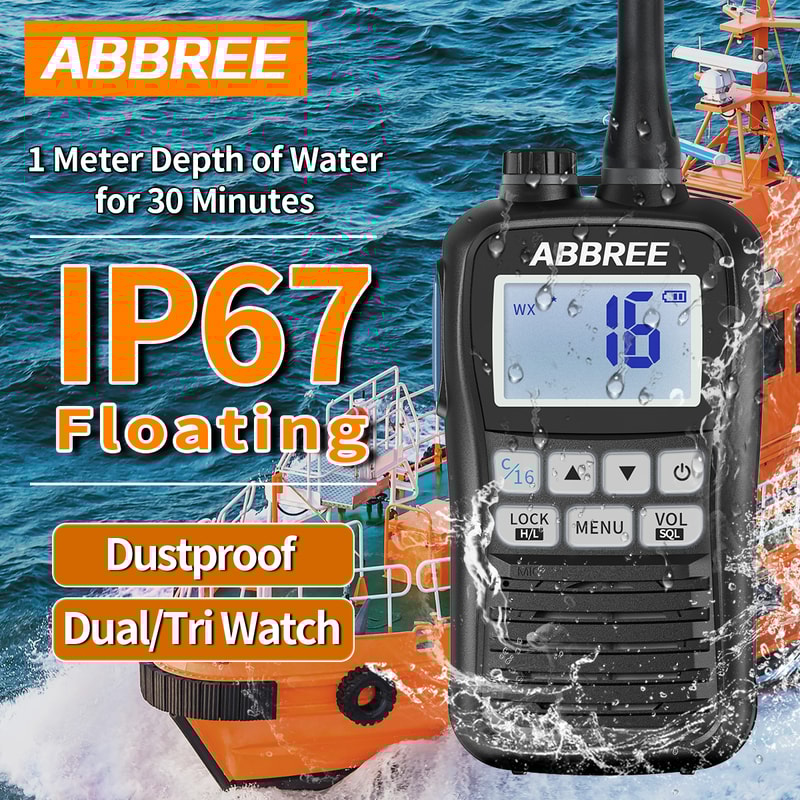 Waterproof Floating Marine Radio Walkie Talkie With NOAA Alerts And LongRange VHF Communication 1